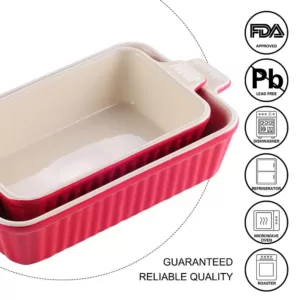MALACASA 2-Piece Red Rectangle Porcelain Bakeware Set 9 in. and 11 in. Baking Dishes