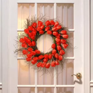 National Tree Company 24 in. Red Tulip Wreath