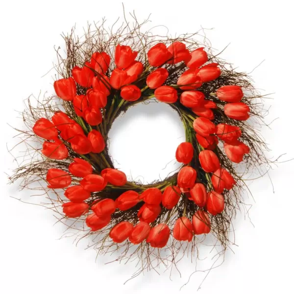 National Tree Company 24 in. Red Tulip Wreath