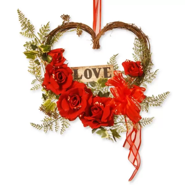 National Tree Company 12 in. Heart with Rose