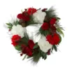 Northlight 24 in. Unlit Red and White Peony and Amaryllis Floral Grapevine Christmas Wreath