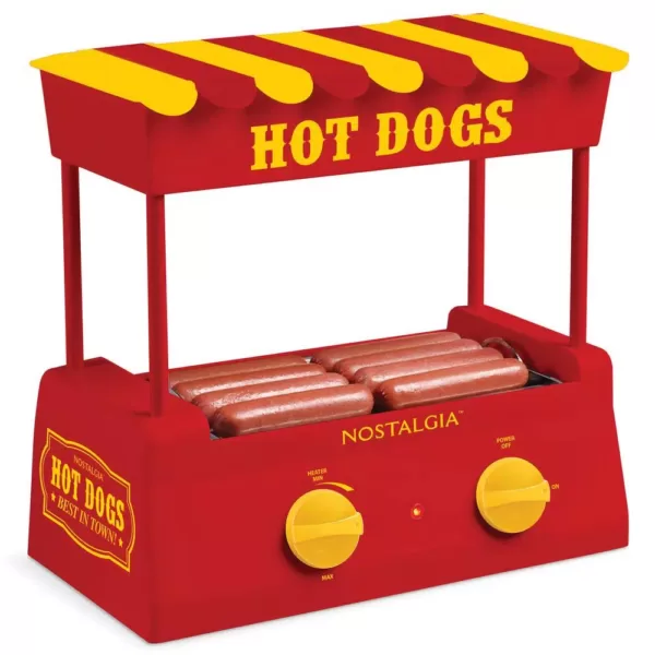 Nostalgia Red 8-Hot Dog Roller and 6-Bun Warmer