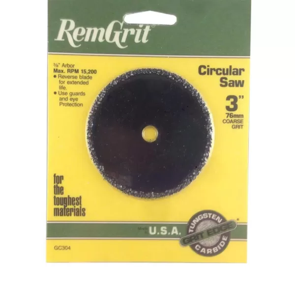 RemGrit 3 in. Diameter 3/8 in. Arbor Coarse Grit Carbide Grit Circular Saw Blade