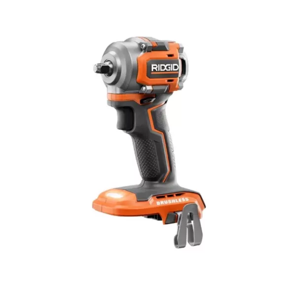 RIDGID 18-Volt SubCompact Lithium-Ion Cordless Brushless 3/8 in. Impact Wrench (Tool Only) with Belt Clip