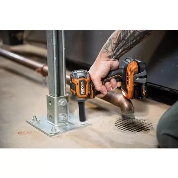 RIDGID 18-Volt SubCompact Lithium-Ion Cordless Brushless 3/8 in. Impact Wrench (Tool Only) with Belt Clip