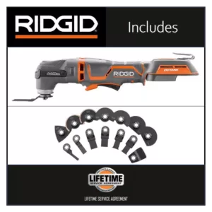 RIDGID 18-Volt OCTANE Cordless Brushless JobMax Multi-Tool with JobMax Oscillating Multi-Tool Blade Accessory Kit