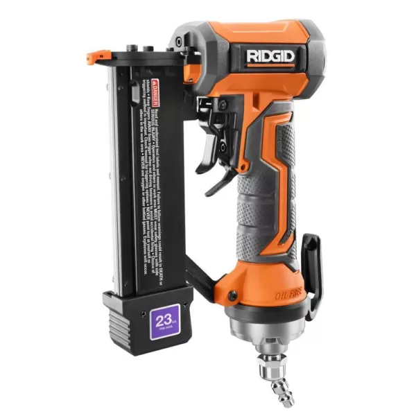 RIDGID 23-Gauge 1-3/8 in. Headless Pin Nailer with Dry-Fire Lockout with 1/4 in. 50 ft. Lay Flat Air Hose