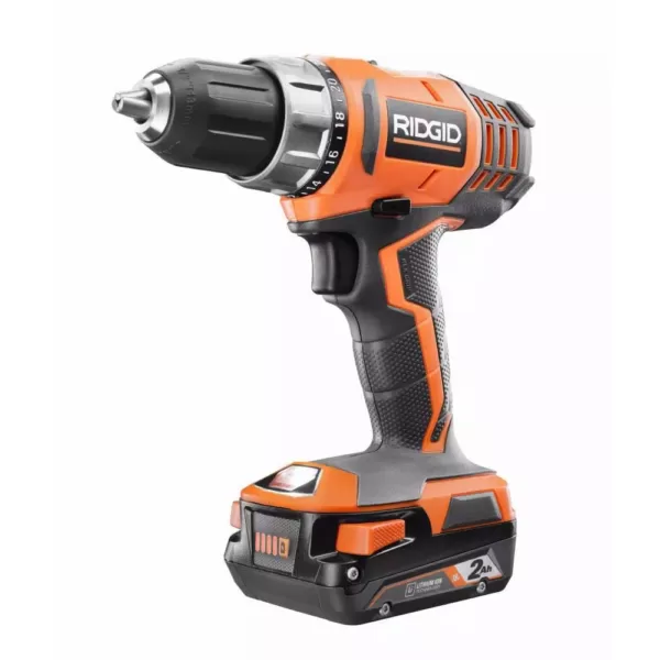 RIDGID 18-Volt Lithium-Ion Cordless 2-Speed 1/2 in. Compact Drill/Driver Kit with 2 Ah Battery, Charger, and Tool Bag
