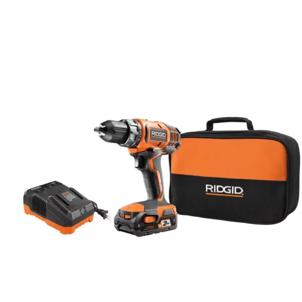 RIDGID 18-Volt Lithium-Ion Cordless 2-Speed 1/2 in. Compact Drill/Driver Kit with 2 Ah Battery, Charger, and Tool Bag