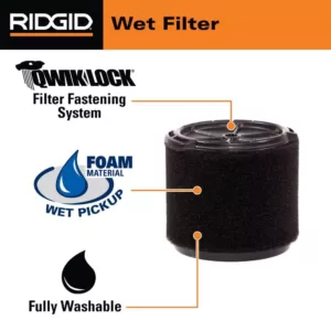 RIDGID Standard Pleated Paper Filter and Wet Application Foam Filter for 3 to 4.5 Gal. RIDGID Wet/Dry Shop Vacuums