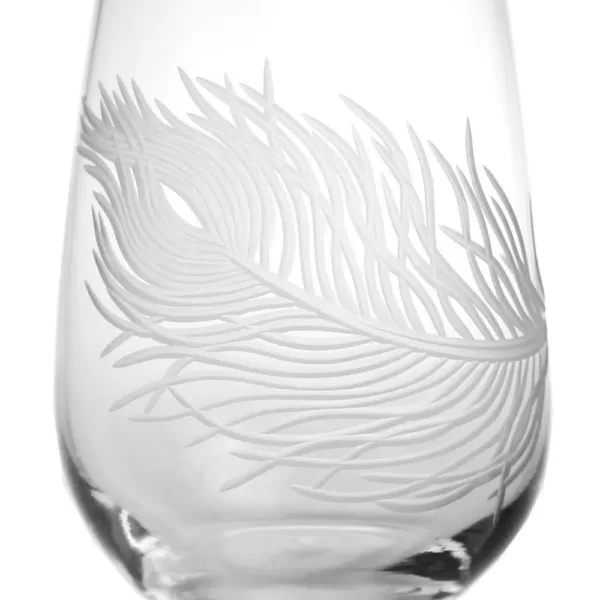Rolf Glass Peacock 17 oz. Clear Stemless Wine Glass (Set of 4)