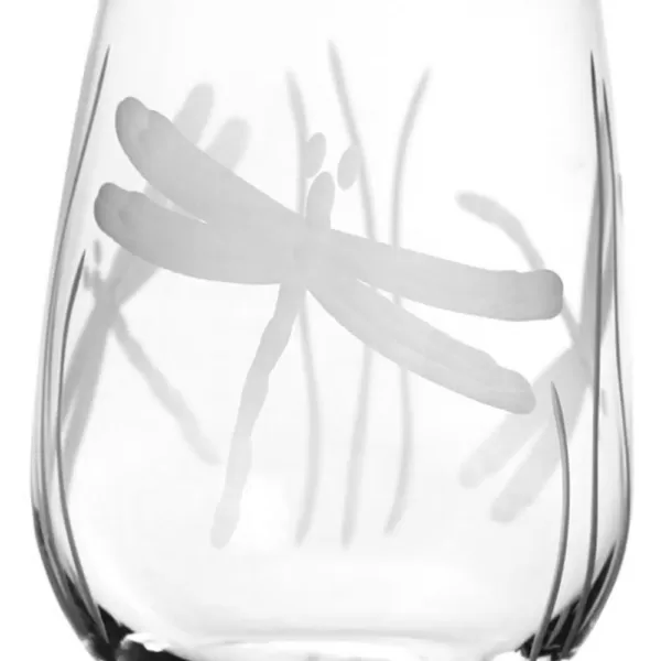 Rolf Glass Dragonfly 17 oz. Clear Stemless Wine Glass (Set of 4)