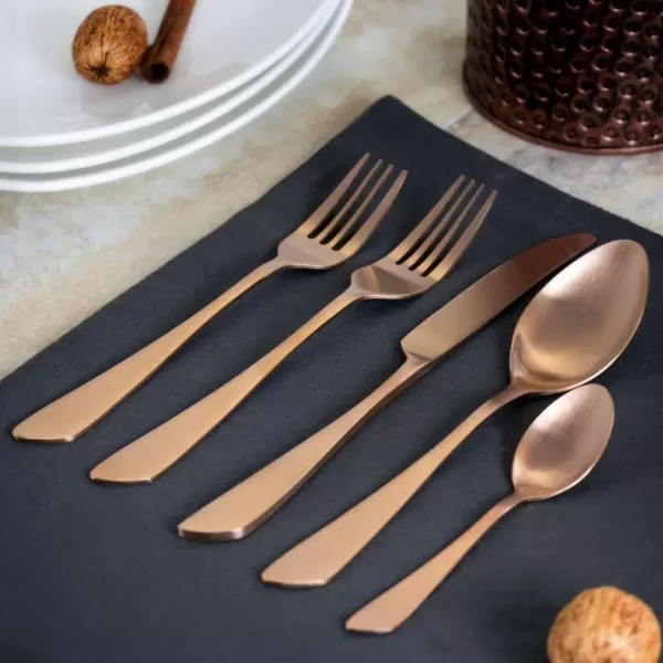 MegaChef Gibbous 20-Piece Rose Gold Matte Stainless Steel Flatware Set (Service for 4)