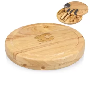 Picnic Time Calgary Flames 10.20 in. Natural Wood Cheese Board and Tool Set