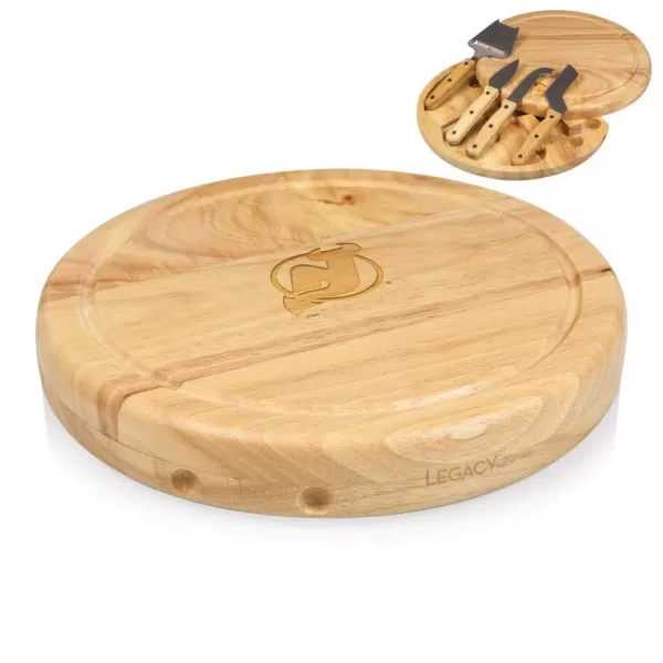 Picnic Time New Jersey Devils 10.20 in. Natural Wood Cheese Board and Tool Set
