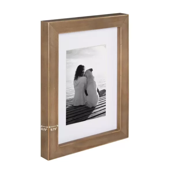 DesignOvation Gallery 8 in. x 10 in. Matted to 5 in. x 7 in. Rustic Brown Wood Picture Frame (Set of 4)