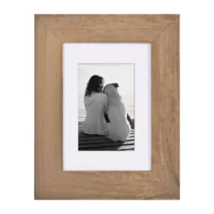 DesignOvation Museum 5 in. x 7 in. Matted to 3.5 in. x 5 in. Rustic Brown Picture Frame (Set of 4)