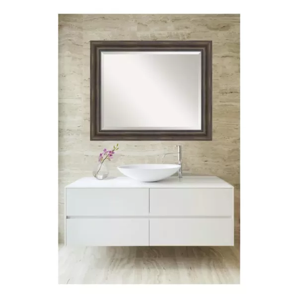 Amanti Art Rustic 34 in. W x 28 in. H Framed Rectangular Bathroom Vanity Mirror in Rustic Pine