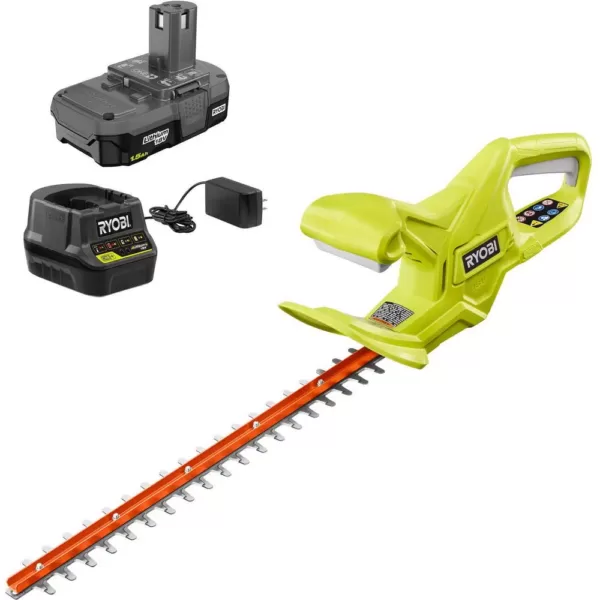 RYOBI ONE+ Lithium+ 18 in. 18-Volt Lithium-Ion Cordless Hedge Trimmer - 1.5 Ah Battery and Charger Included