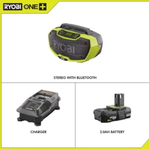 RYOBI 18-Volt ONE+ Hybrid Stereo with Bluetooth Wireless Technology with 2.0 Ah Battery and Charger Kit