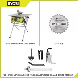 RYOBI 15 Amp 10 in. Table Saw with Folding Stand