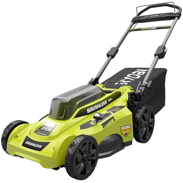 RYOBI 20 in. 40-Volt Brushless Lithium-Ion Cordless Battery Walk Behind Push Lawn Mower 6.0 Ah Battery/Charger Included