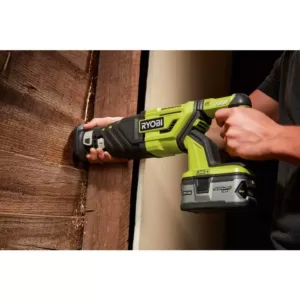 RYOBI 18-Volt ONE+ Cordless Brushless Reciprocating Saw (Tool Only) with Wood Cutting Blade