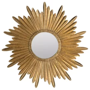 Safavieh Josephine Round Antique Gold Sunburst Decorative Mirror