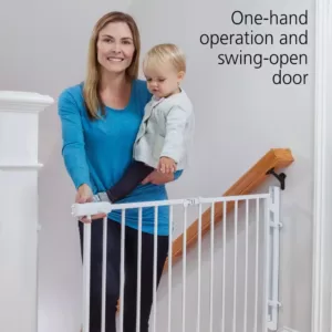 Safety 1st Ready to Install 28 in. Top of Stairs Child Safety Gate in White