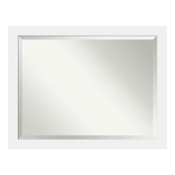Amanti Art Corvino 45 in. W x 35 in. H Framed Rectangular Beveled Edge Bathroom Vanity Mirror in Satin White