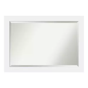 Amanti Art Corvino 41 in. W x 29 in. H Framed Rectangular Beveled Edge Bathroom Vanity Mirror in Satin White