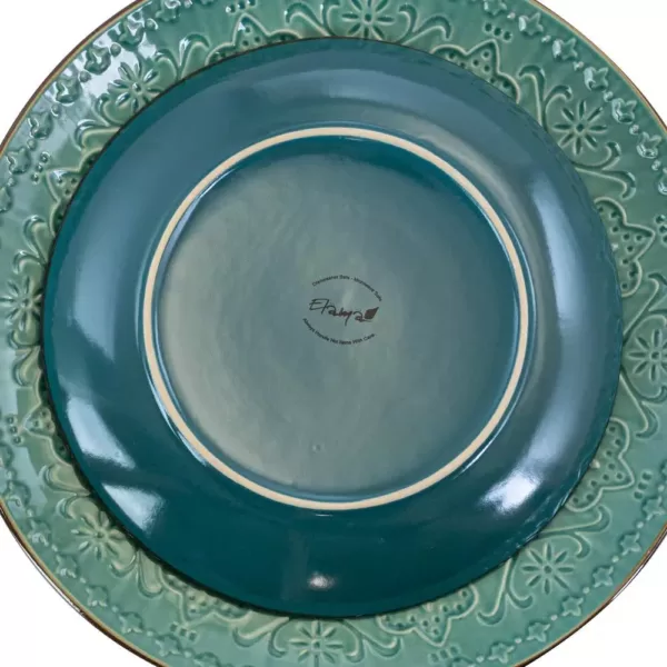 Elama 16-Piece Modern Sea Green Stoneware Dinnerware Set (Service for 4)
