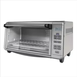 BLACK+DECKER 1500 W 8-Slice Black and Silver Countertop Convection Toaster Oven with Temperature Controls