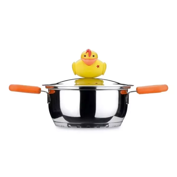 BergHOFF Sheriff Duck 1.1 qt. Stainless Steel Dutch Oven in Silver with Glass Lid