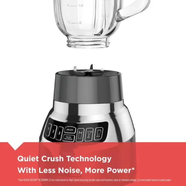 BLACK+DECKER PowerCrush 48 oz. 3-Speed Silver Digital Blender with Travel  Cup