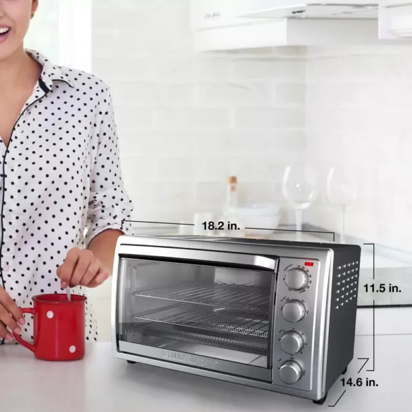 BLACK+DECKER 1500 W 9-Slice Silver Toaster Oven with Temperature Control and Built-In Timer