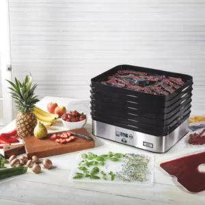 Weston Plus 6-Tray Black and Silver Food Dehydrator with Built-In Timer