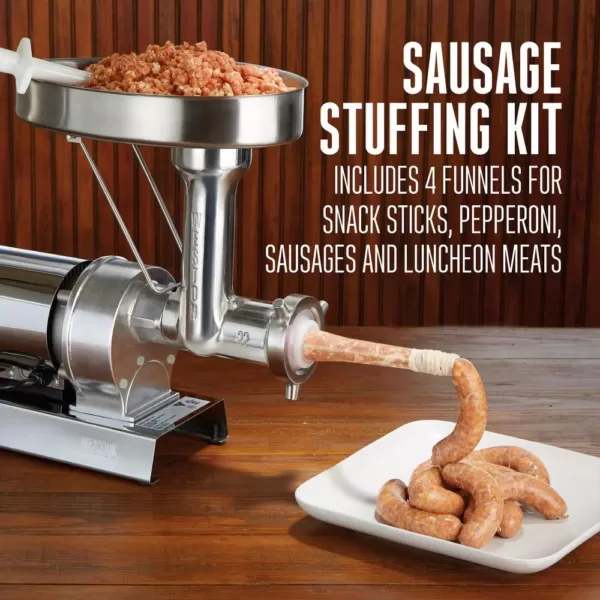 Weston Butcher Series #12 0.75 HP Electric Meat Grinder with Sausage Stuffing Kit