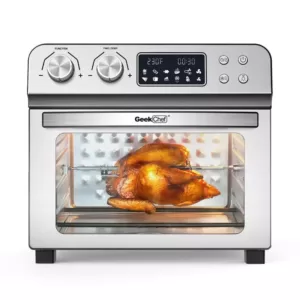 Boyel Living 24 Qt. Silver Stainless Steel Electronic Convection Air Fryer Toaster Oven with Accessories & Recipes Included