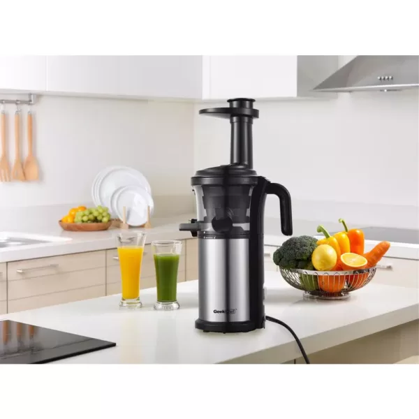 Boyel Living 200 W Stainless Steel Slow Masticating Juicer with Quiet Motor and Reverse Function, Silver