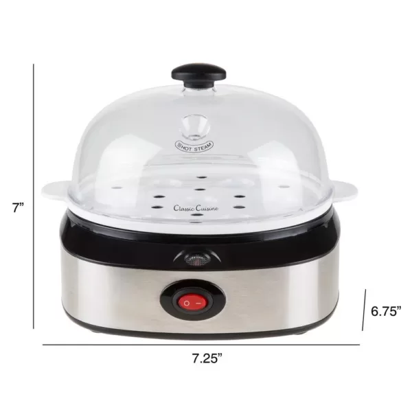 Classic Cuisine 7-Egg Silver Egg Cooker with Automatic Shut-off