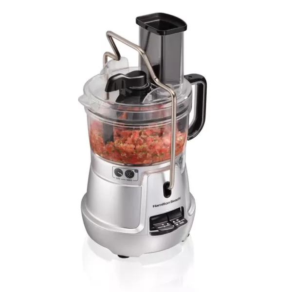 Hamilton Beach Stack & Snap 8-Cup 3-Speed Silver Food Processor with Built-in Bowl Scraper