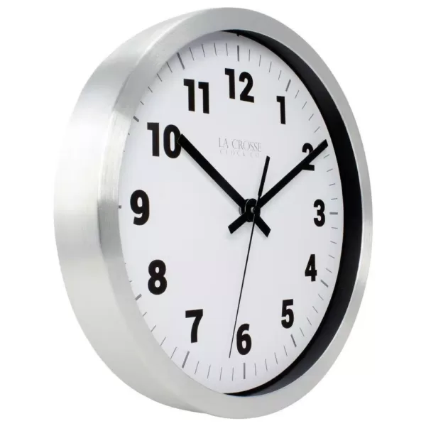 La Crosse Technology 10 in. H Silver Metal Analog Wall Clock with White Dial