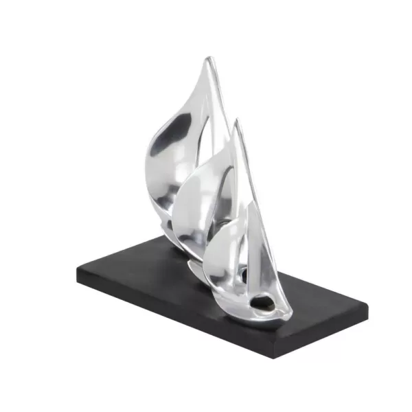 LITTON LANE 9 in. Stylized Sailboats Decorative Sculpture in Polished Silver