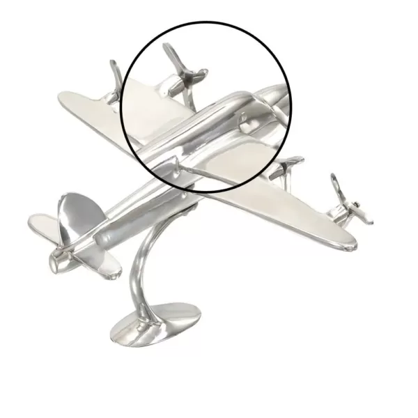 LITTON LANE 9 in. Vintage Propeller Airplane Decorative Sculpture in Polished Silver