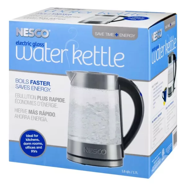 Nesco 7-Cup Silver Electric Kettle with Built-In Cord Storage