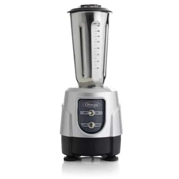 Omega 1 HP 32 oz. 2-Speed Silver Blender with Stainless Steel Jar