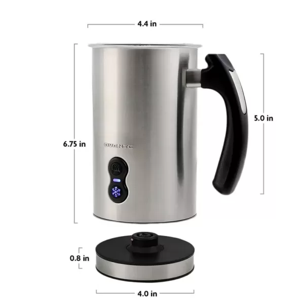 Ovente 8 oz. Silver Automatic Electric Milk Frother and Steamer Hot or Cold Froth Functionality Foam Maker and Warmer