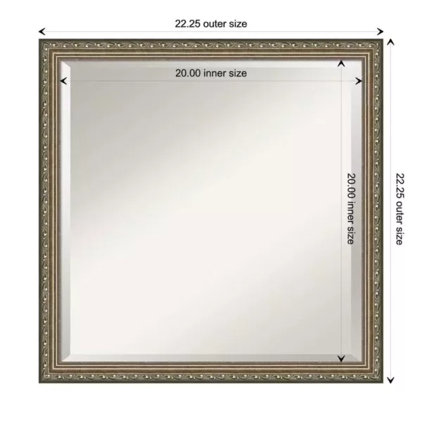 Amanti Art Parisian 22 in. W x 22 in. H Framed Square Beveled Edge Bathroom Vanity Mirror in Silver Pewter