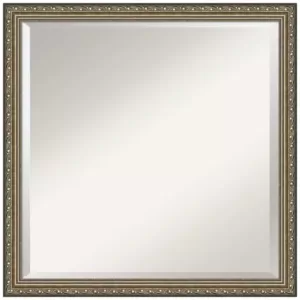 Amanti Art Parisian 22 in. W x 22 in. H Framed Square Beveled Edge Bathroom Vanity Mirror in Silver Pewter